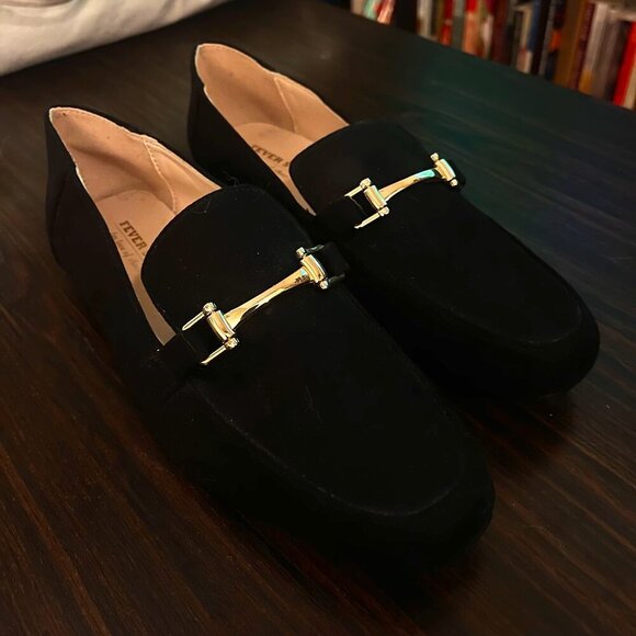 Black Suede Loafers with Gold Trim –US 8.5 - Picture 1 of 7